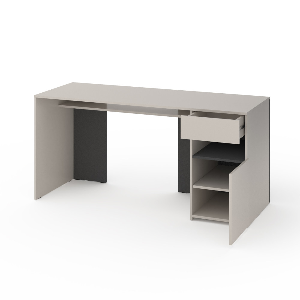 Стол с тумбой справа 160х60х76 см Кашемир-Антрацит - Фото 2