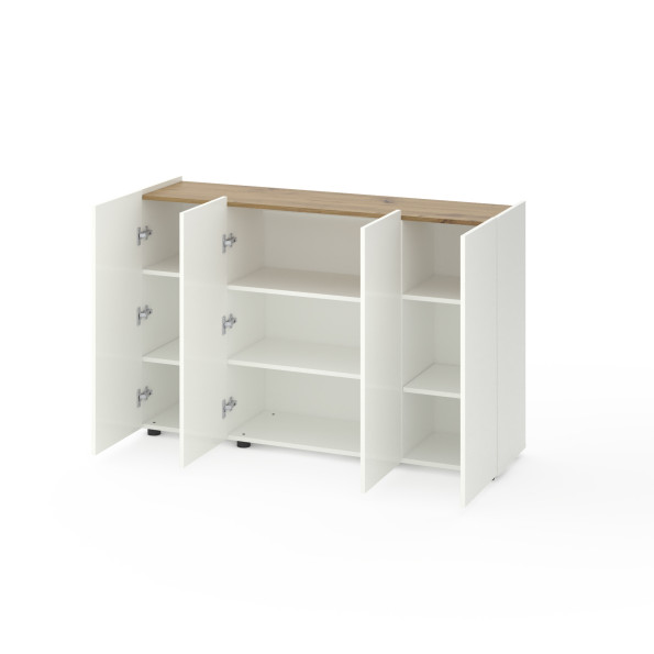 Комод на чотири двері Білий-Дуб Артизан -
                                                        Фото 2