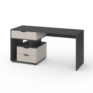 Стіл з 3 висувними ящиками зліва 160х60х76 см Антрацит-Кашемір