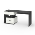 Стіл з 3 висувними ящиками зліва 160х60х76 см Антрацит-Білий