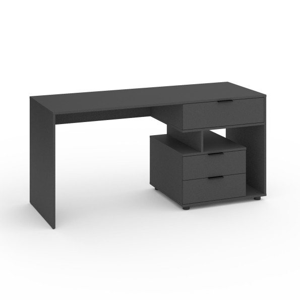 Стіл з 3 висувними ящиками праворуч 160х60х76 см Антрацит