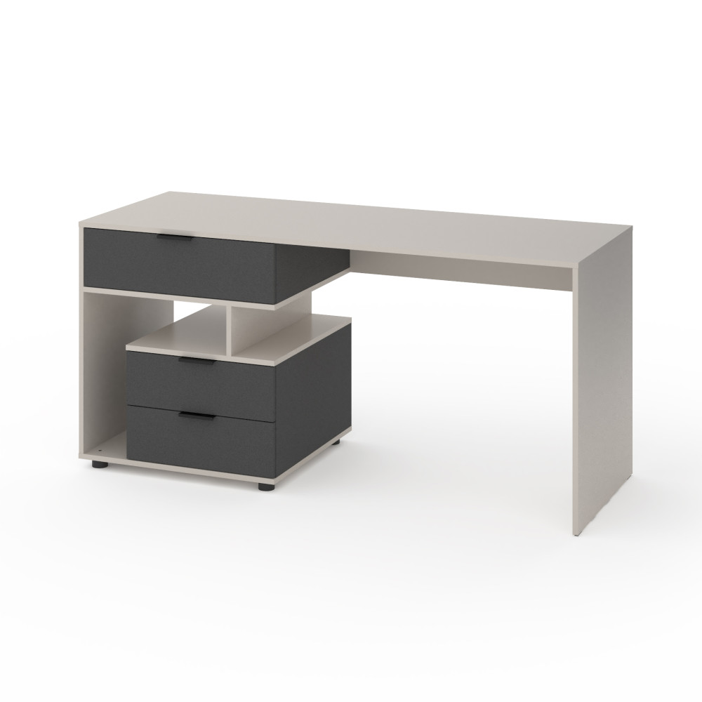 Стіл з 3 висувними ящиками зліва 160х60х76 см Кашемір-Антрацит - Фото 1