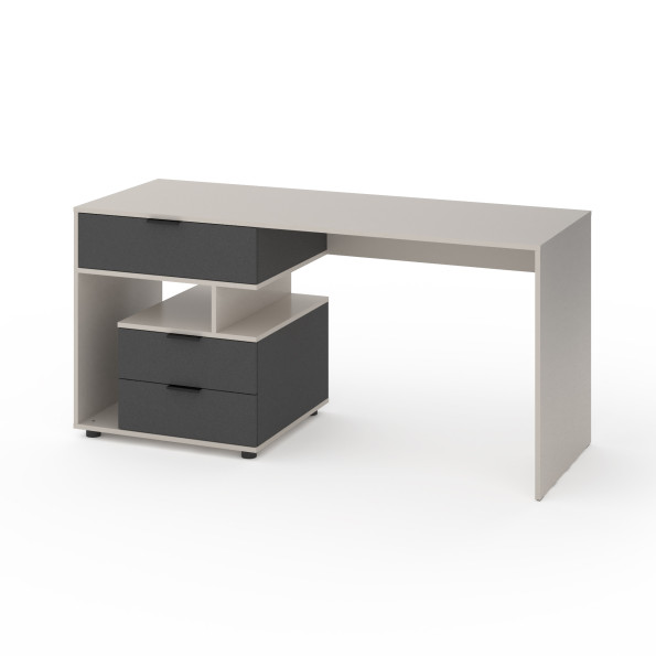 Стіл з 3 висувними ящиками зліва 160х60х76 см Кашемір-Антрацит