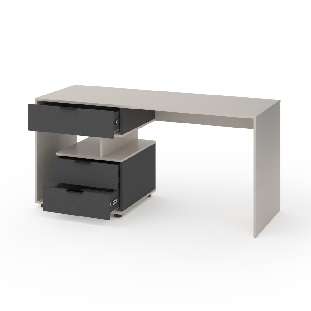 Стіл з 3 висувними ящиками зліва 160х60х76 см Кашемір-Антрацит - Фото 2