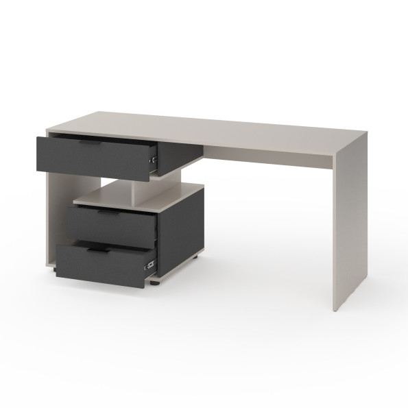 Стіл з 3 висувними ящиками зліва 160х60х76 см Кашемір-Антрацит -
                                                        Фото 2