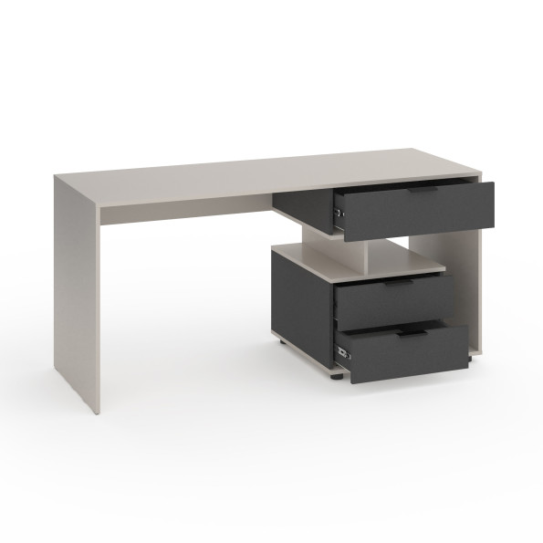 Стіл з 3 висувними ящиками праворуч 160х60х76 см Кашемір-Антрацит -
                                                        Фото 2