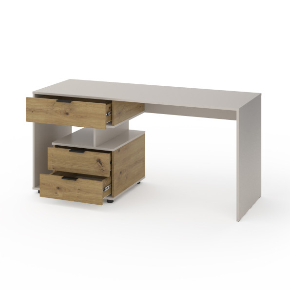 Стіл з 3 висувними ящиками зліва 160х60х76 см Кашемір-Дуб Артизан -
                                                        Фото 2