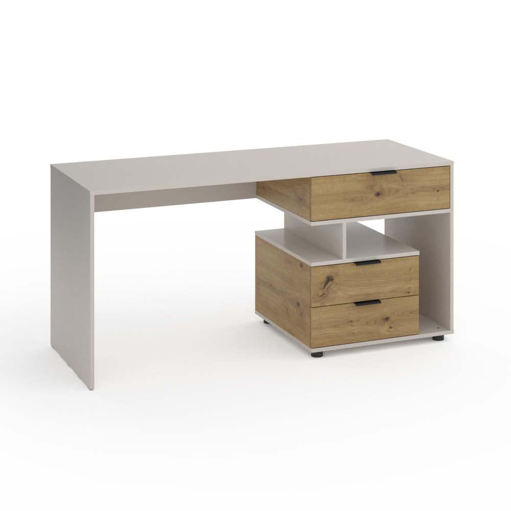 Стіл з 3 висувними ящиками праворуч 160х60х76 см Кашемір-Дуб Артизан - Фото 1