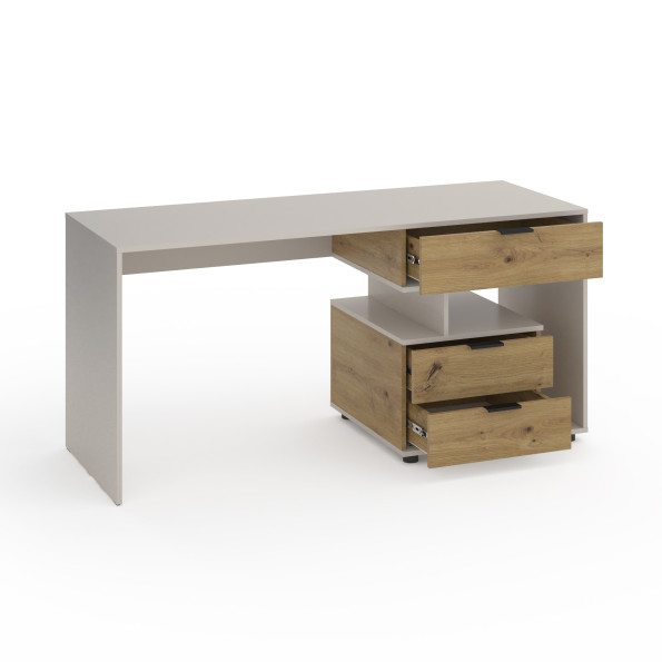 Стіл з 3 висувними ящиками праворуч 160х60х76 см Кашемір-Дуб Артизан -
                                                        Фото 2