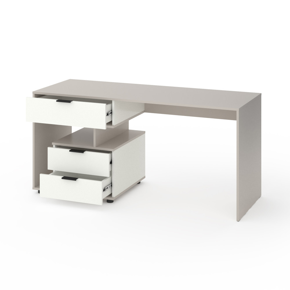 Стіл з 3 висувними ящиками зліва 160х60х76 см Кашемір-Білий - Фото 2