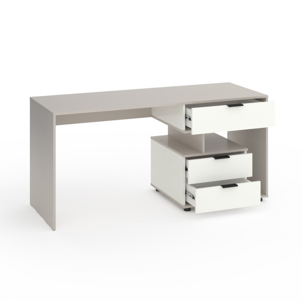 Стіл з 3 висувними ящиками праворуч 160х60х76 см Кашемір-Білий -
                                                        Фото 2