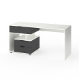 Стіл з 3 висувними ящиками зліва 160х60х76 см Білий-Антрацит