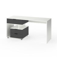 Стіл з 3 висувними ящиками зліва 160х60х76 см Білий-Антрацит