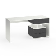 Стіл з 3 висувними ящиками праворуч 160х60х76 см Білий-Антрацит