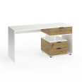 Стіл з 3 висувними ящиками праворуч 160х60х76 см Білий-Дуб Артизан