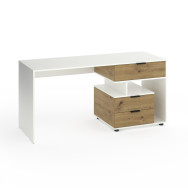 Стіл з 3 висувними ящиками праворуч 160х60х76 см Білий-Дуб Артизан