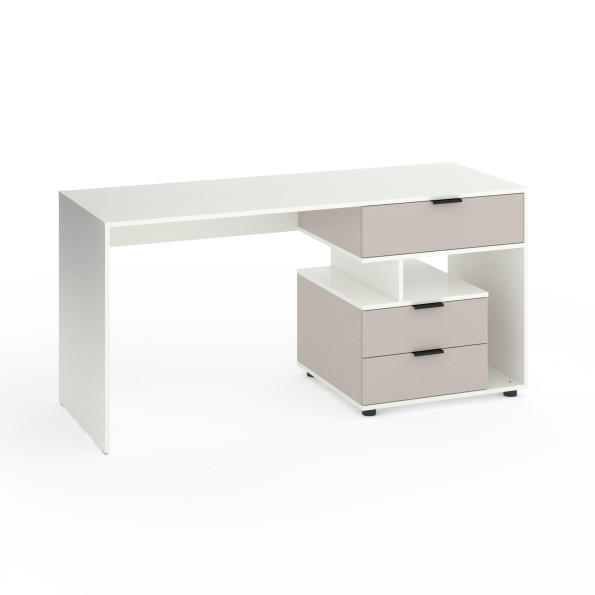 Стіл з 3 висувними ящиками праворуч 160х60х76 см Білий-Кашемір -
                                                        Фото 1