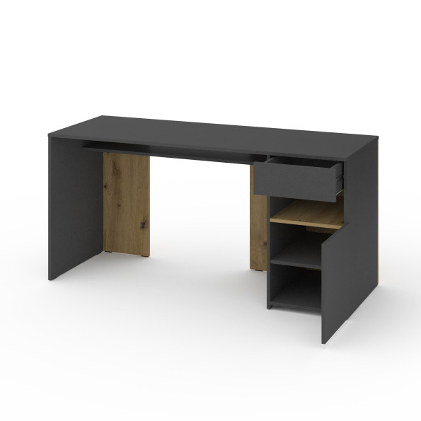 Стіл з тумбою праворуч 160х60х76 см Антрацит-Дуб Артизан -
                                                        Фото 2