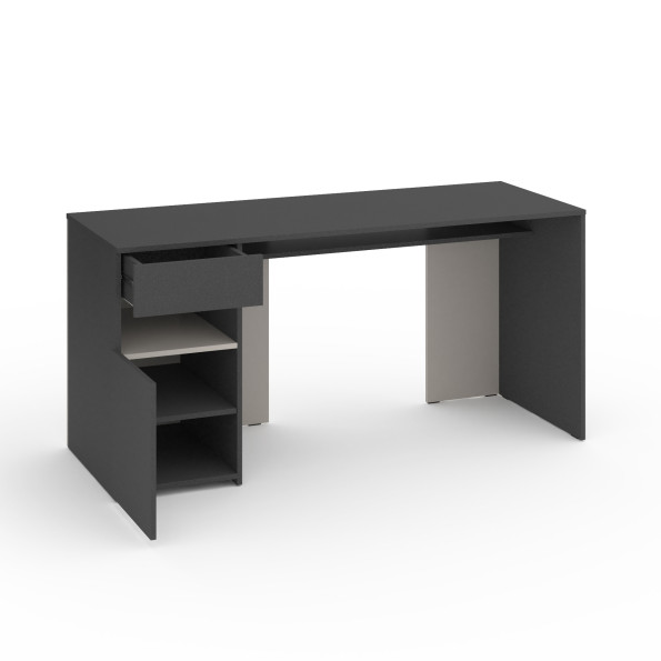 Стіл з тумбою зліва 160х60х76 см Антрацит-Кашемір -
                                                        Фото 2
