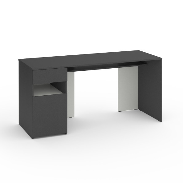 Стіл з тумбою зліва 160х60х76 см Антрацит-Білий