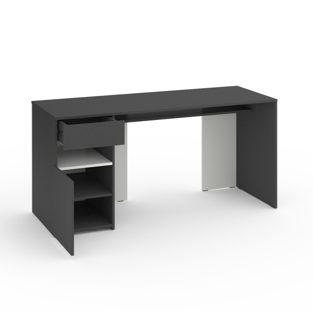 Стіл з тумбою зліва 160х60х76 см Антрацит-Білий - Фото 2