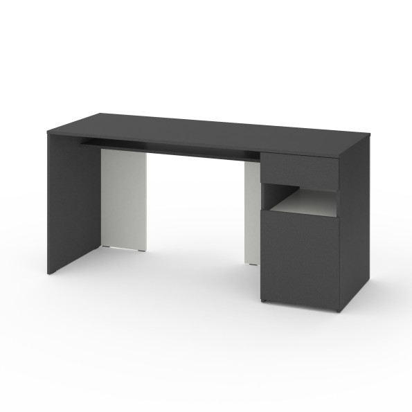 Стіл з тумбою праворуч 160х60х76 см Антрацит-Білий -
                                                        Фото 1