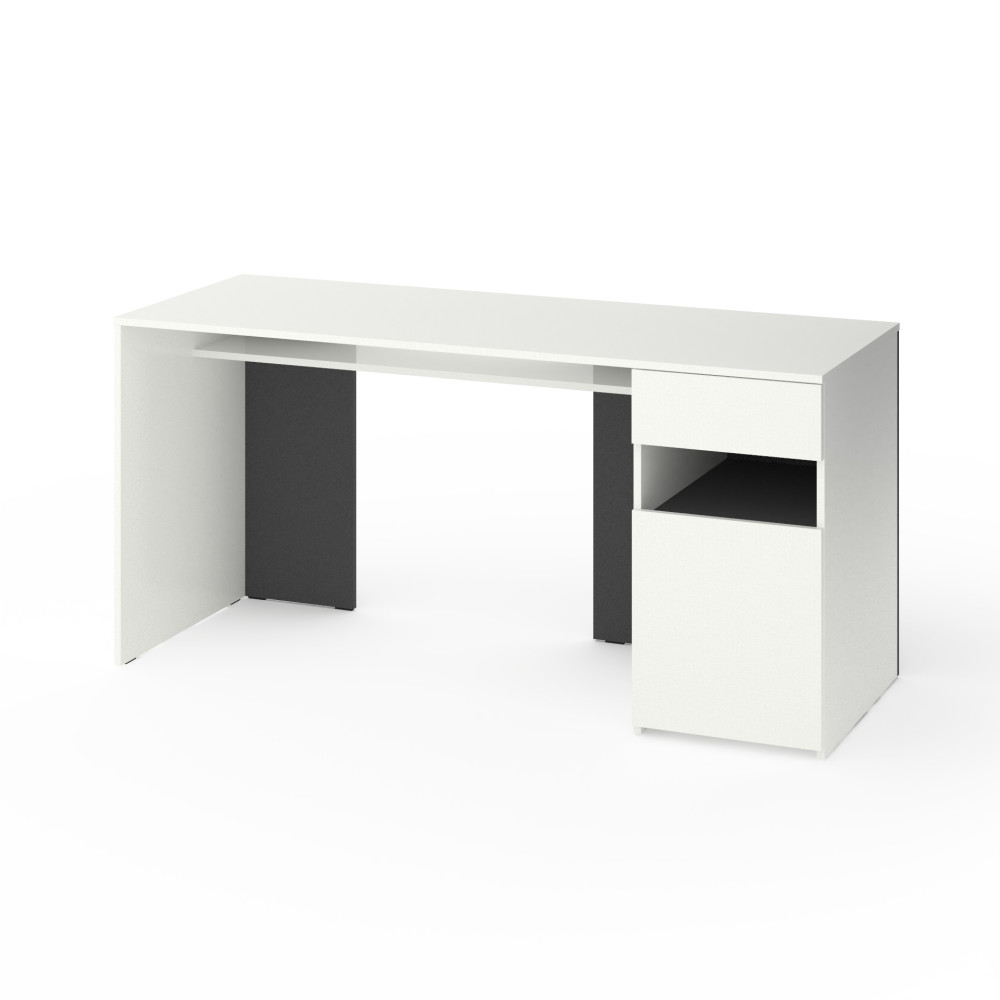 Стіл з тумбою праворуч 160х60х76 см Білий-Антрацит - Фото 1