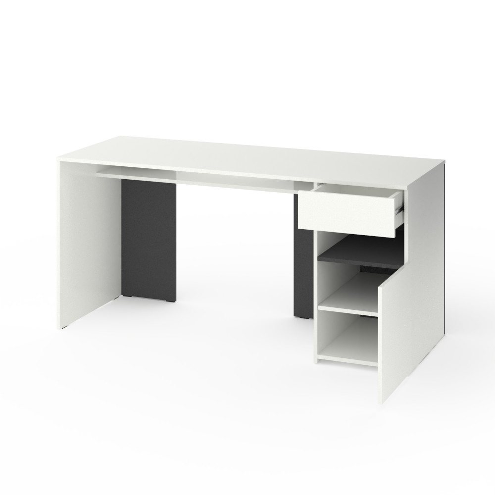 Стіл з тумбою праворуч 160х60х76 см Білий-Антрацит - Фото 2