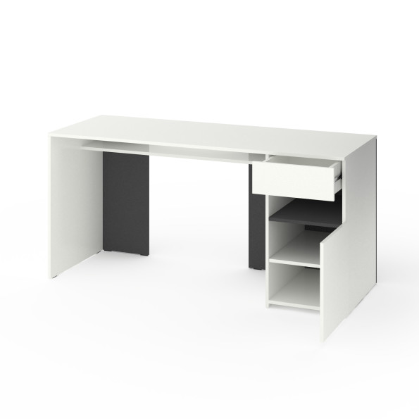 Стіл з тумбою праворуч 160х60х76 см Білий-Антрацит -
                                                        Фото 2