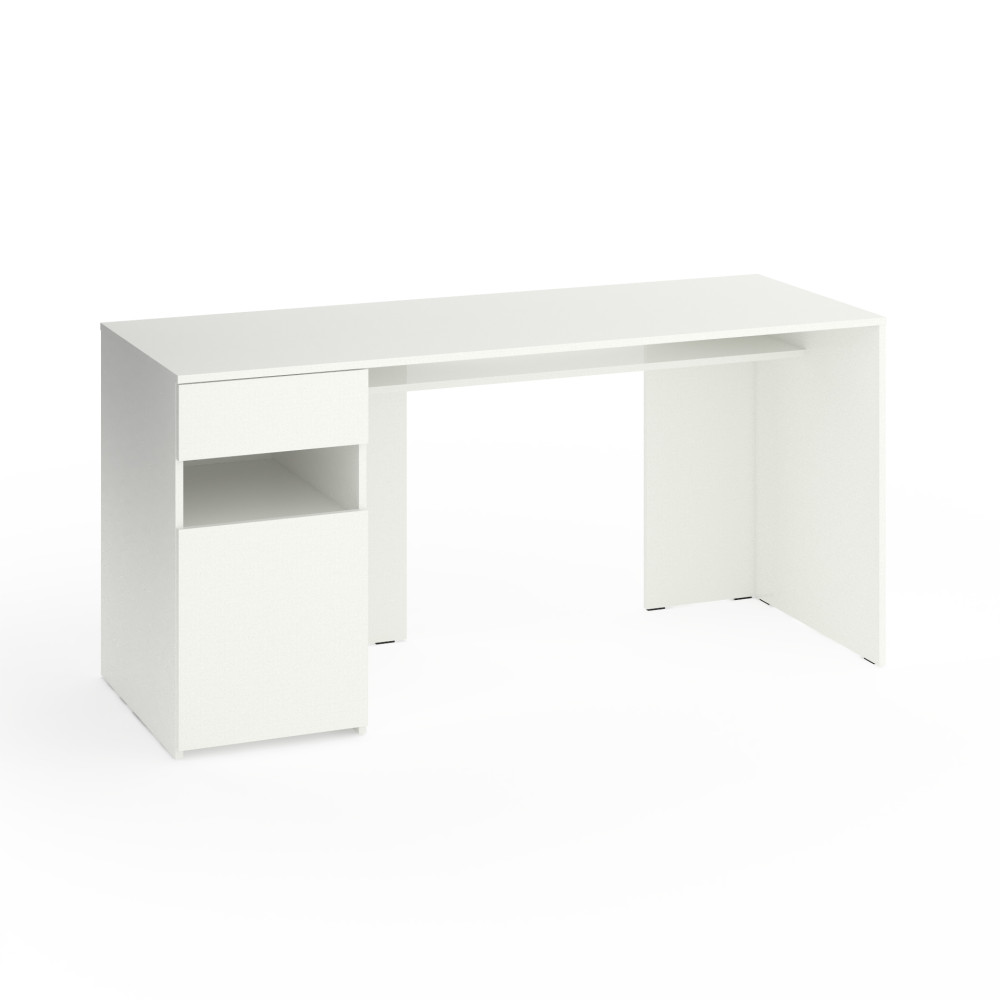 Стіл з тумбою зліва 160х60х76 см Білий - Фото 1