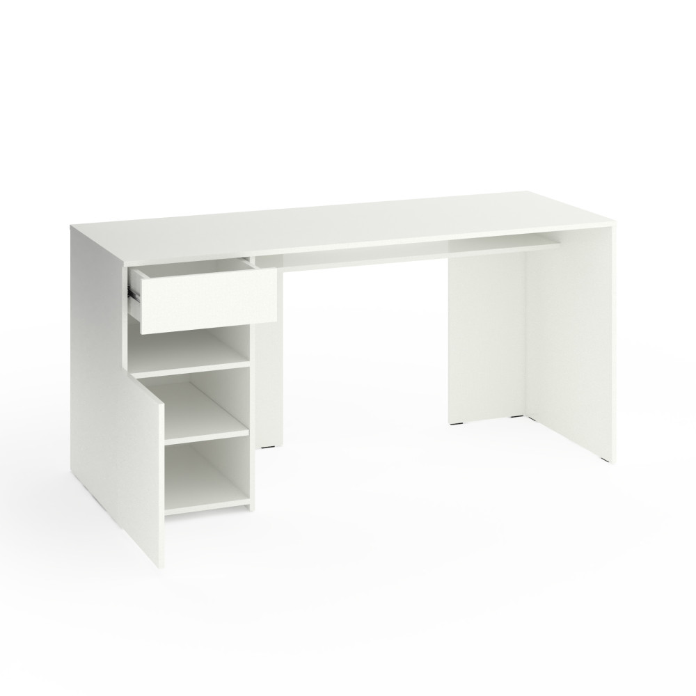 Стіл з тумбою зліва 160х60х76 см Білий - Фото 2