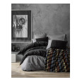 Комплект постельного белья с пледом Cotton Box Plain Siayh Gri 200x220
