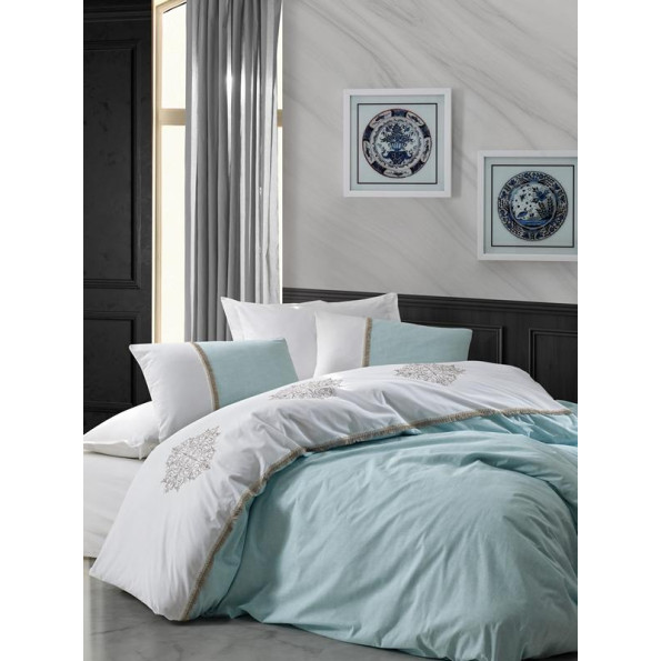 Комплект постільної білизни з вишивкою Cotton Box Carel Mint 200x220
