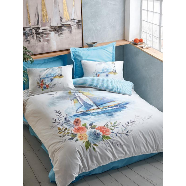 Комплект постільної білизни Cotton box Morgan Mavi 200x220