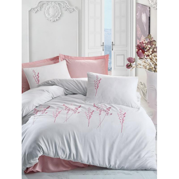 Комплект постільної білизни Cotton Box Brode Lisa Pudra 200x220