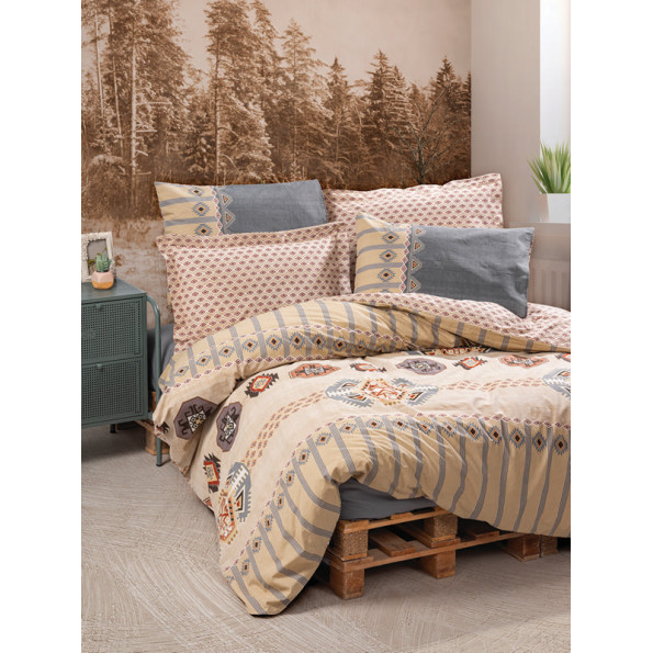 Комплект постільної білизни Cotton Box Ethnic Dakota Gri 200x220