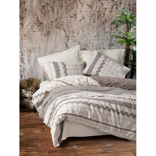 Комплект постільної білизни Cotton Box Toprak Aren Kahve 200x220