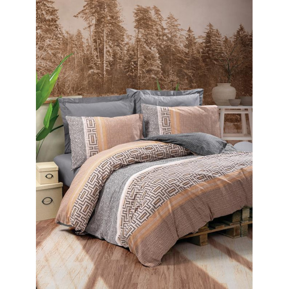 Комплект постільної білизни Cotton Box Toprak Vertu Antrasit 200x220