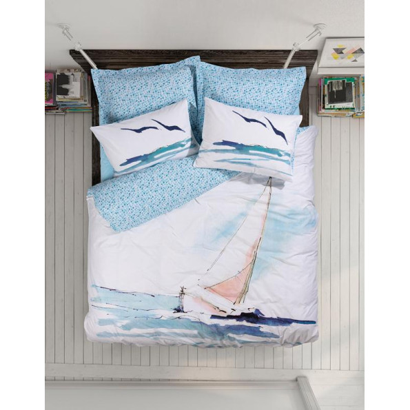 Комплект постільної білизни Cotton Box Maritime Sail Mavi 200x220