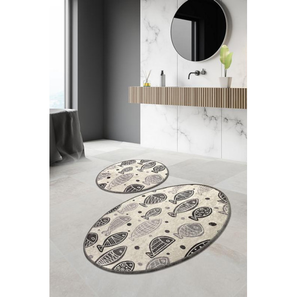 Набір ковриків для ванної кімнати Chilai Home FISH WHİTE DJT 60x100 см + 50x60 см