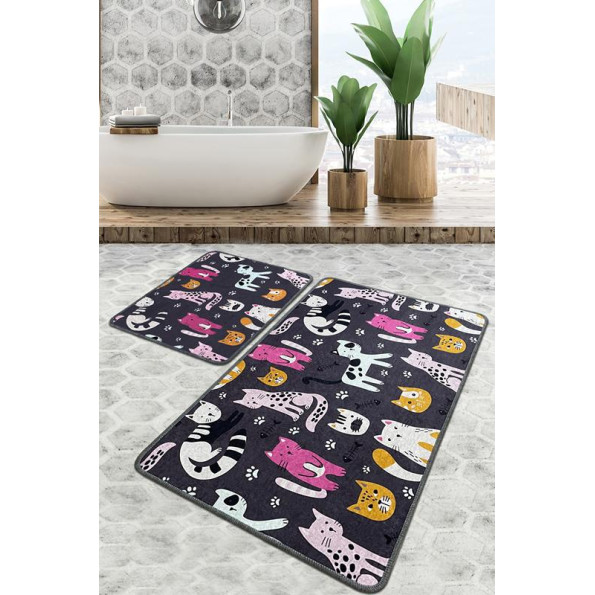 Набор ковриков для ванной Chilai Home PARK CAT BANYO HALISI DJT 60x100 см + 50x60 см