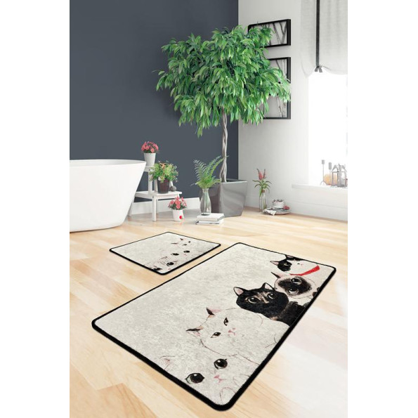 Набір ковриків для ванної кімнати Chilai Home Angry Cats Djt 60x100 см + 50x60 см