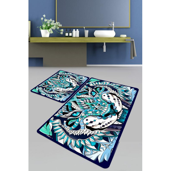 Набор ковриков для ванной Chilai Home BLEU TIGRE BANYO HALISI DJT 60x100 см + 50x60 см Набор ковриков для ванной Chilai Home BLEU TIGRE BANYO HALISI DJT 60x100 см + 50x60 см