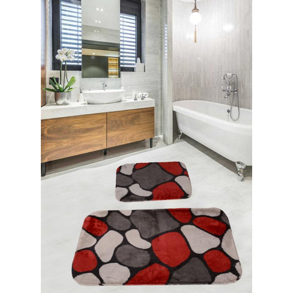 Набір ковриків для ванної кімнати Diva Stone Red 60х100 см + 50х60 см Набір ковриків для ванної кімнати Diva Stone Red 60х100 см + 50х60 см