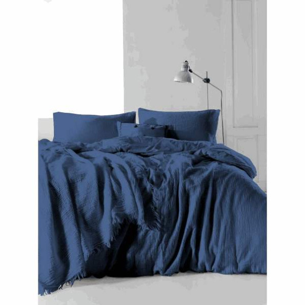 Полуторный комплект постельного белья SoundSleep Muslin Dark Blue, ранфорс