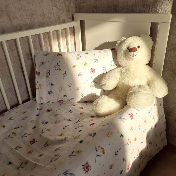 Комплект постільної білизни в ліжечко Flowers SoundSleep Муслін -
                                                        Фото 2