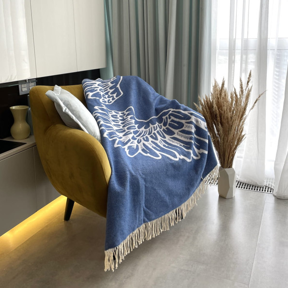 Плед хлопковый SoundSleep Wings синий 140х200 см -
                                                        Фото 3