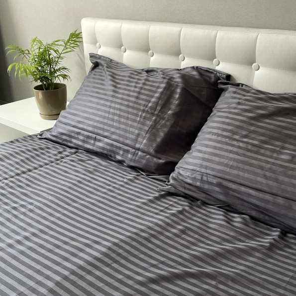 Комплект постельного белья Stripe Sense Graphite сатин-страйп SoundSleep графит евро -
                                                        Фото 3