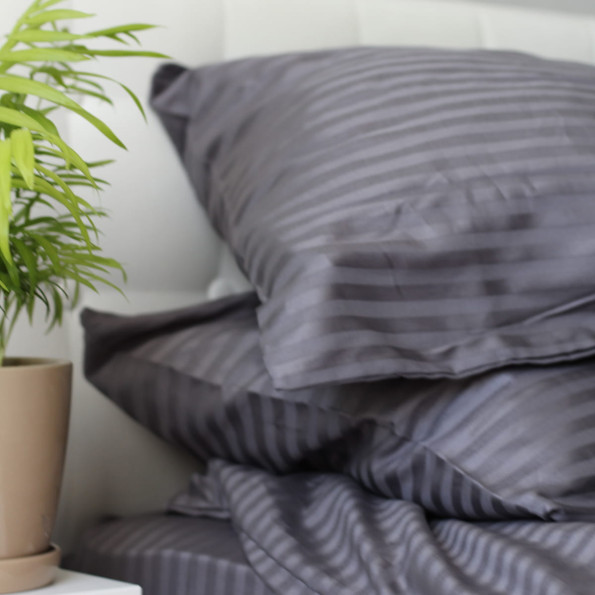 Комплект постельного белья Stripe Sense Graphite сатин-страйп SoundSleep графит евро -
                                                        Фото 4