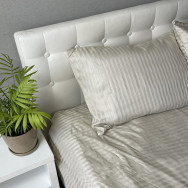Комплект постельного белья Stripe Sense Beige сатин-страйп SoundSleep бежевый евро